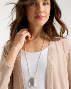 Adjustable Silvertone Pendant Necklace