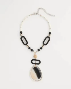 Agate Wood Pendant Necklace