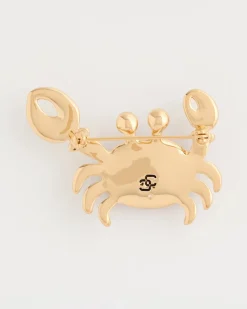 Americana Faux Diamond Crab Brooch