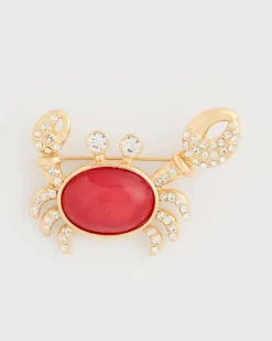 Americana Faux Diamond Crab Brooch
