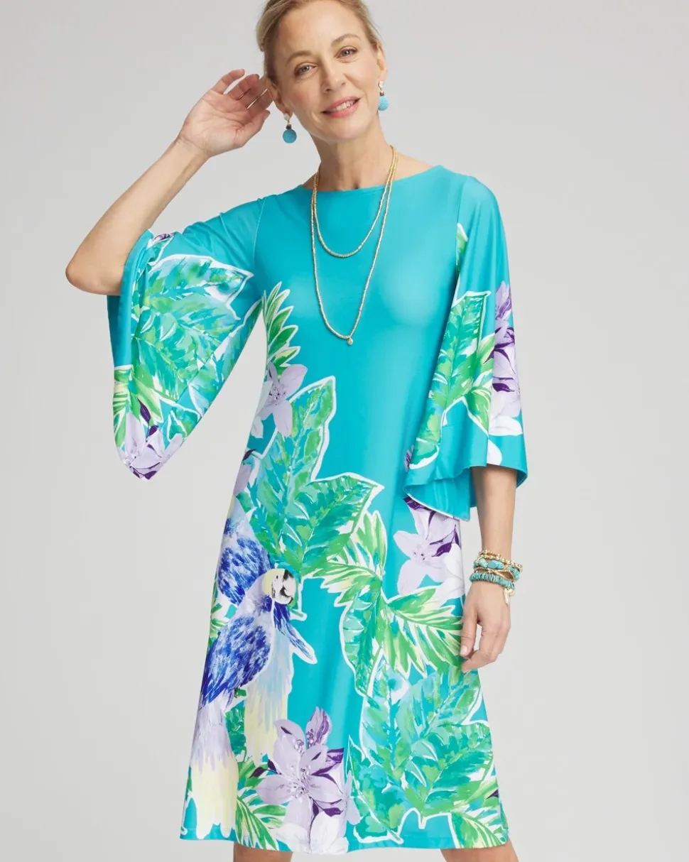 Angel-Sleeve Boat Neck Dress