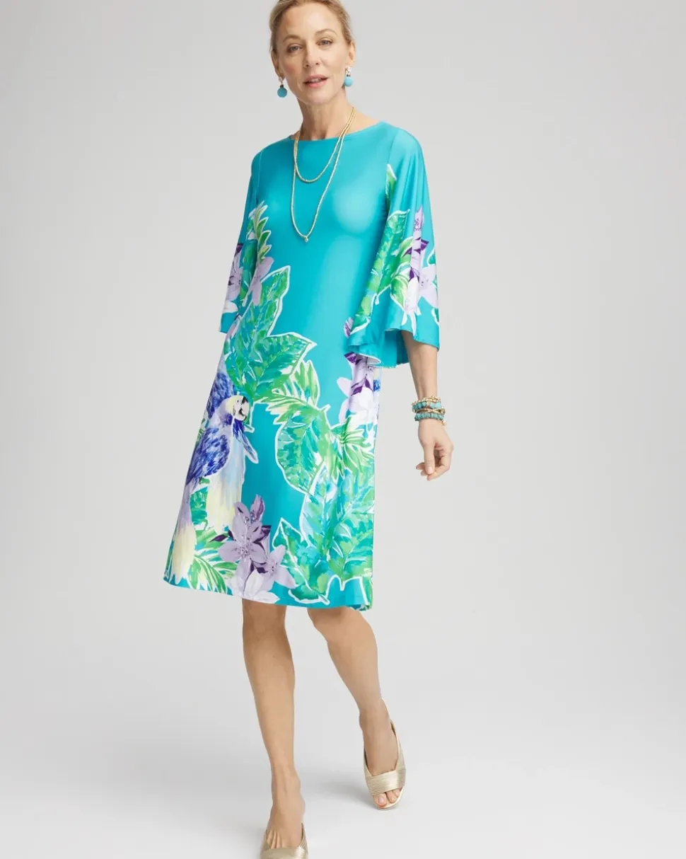 Angel-Sleeve Boat Neck Dress