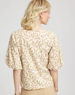 Animal Print Bubble Sleeve Top