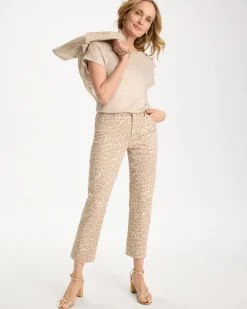 Animal Print Girlfriend Slim Cropped Jeans