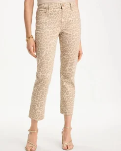 Animal Print Girlfriend Slim Cropped Jeans