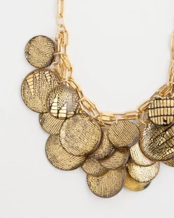 Animal Print Golden Coin Bib Necklace