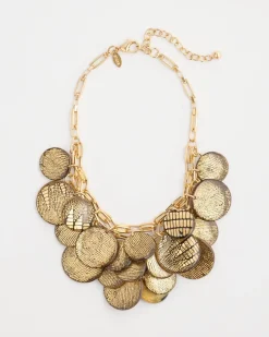 Animal Print Golden Coin Bib Necklace