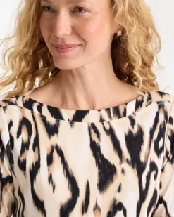 Animal Print Pima Cotton Boatneck Tee