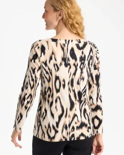 Animal Print Pima Cotton Boatneck Tee