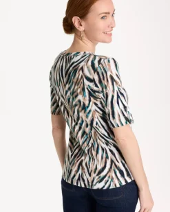 Animal Print Pima Elbow-Sleeve Tee
