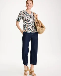 Animal Print Pima Elbow-Sleeve Tee