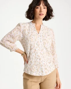 Animal Print Ruffled V-Neck Top
