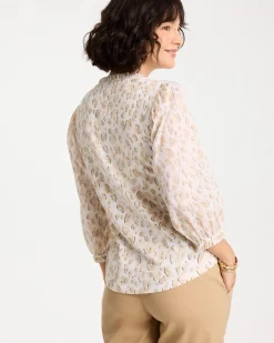 Animal Print Ruffled V-Neck Top