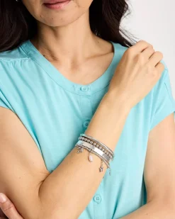 Beachy Silvertone Stretch Charm Bracelet
