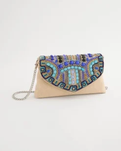 Beaded Canvas Clutch