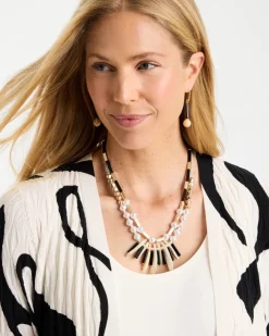 Beaded Charm Double-Strand Necklace