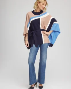 Belted Colorblock Poncho