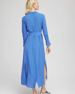 Belted Split Hem Maxi Shirtdress