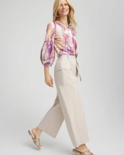 Belted Twill Utility Cropped Pants