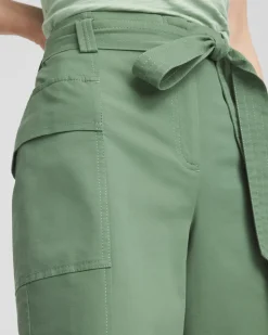 Belted Twill Utility Cropped Pants