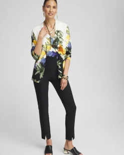 Bi-Stretch Front Seam Slit Ankle Pants