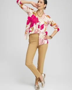 Bi-Stretch Front Seam Slit Ankle Pants