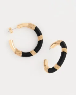 Black Gold Wrapped Hoop Earrings
