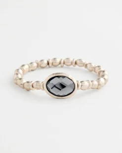 Black Stone Stretch Bracelet