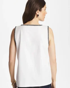 Blanket Stitch Contour Cotton™ Square Neck Tank