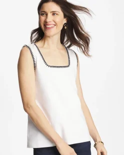 Blanket Stitch Contour Cotton™ Square Neck Tank