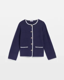 Blanket Stitch Crewneck Cardigan