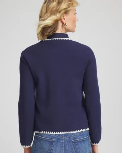 Blanket Stitch Crewneck Cardigan
