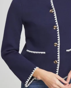 Blanket Stitch Crewneck Cardigan