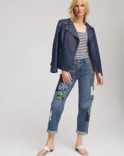 Boyfriend Patchwork Cropped Jeans