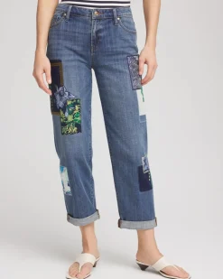 Boyfriend Patchwork Cropped Jeans