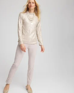 Brigitte Faux Pearl Slim Ankle Pants