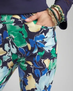 Brigitte™ Slub Floral Slim Ankle Pants