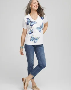 Butterfly Cotton V-Neck Tee