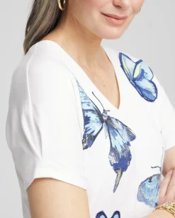 Butterfly Cotton V-Neck Tee