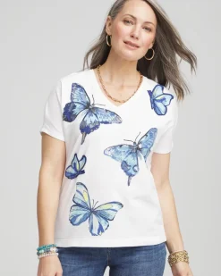 Butterfly Cotton V-Neck Tee