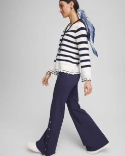 Button Detail Wide-Leg Pants