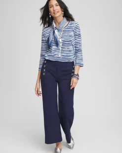 Button Knit Twill Cropped Pants