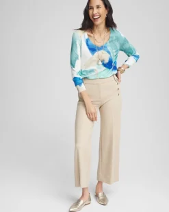 Button Knit Twill Cropped Pants