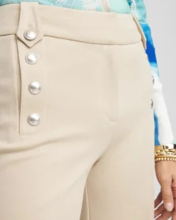 Button Knit Twill Cropped Pants