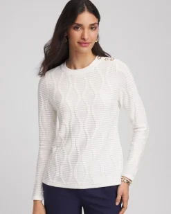 Button Shoulder Crewneck Pullover