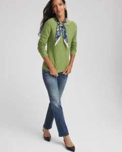 Button Shoulder Crewneck Pullover