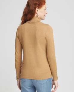 Camel Shimmer Turtleneck Sweater
