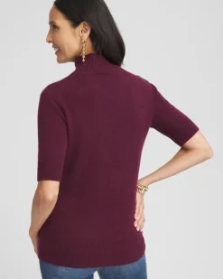 Cashmere Elbow Sleeve Mock Neck Sweater