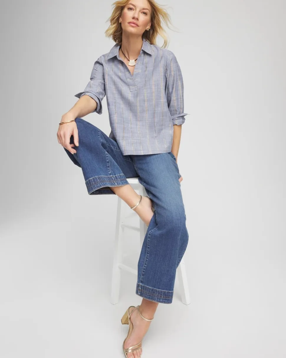 Chambray Striped Soft Popover