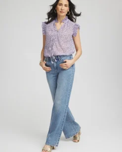Cheetah Print Ruffle-Collar Blouse